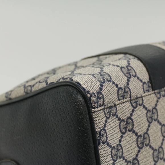 GUCCI GG Canvas Sherry Line Boston Bag PVC Leather Gray Red Navy Auth yk8527 - Picture 15 of 16